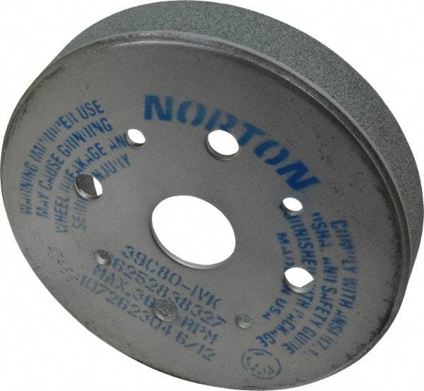 Norton - 6" Diam, 4" Hole Size, 1" Overall Thickness, 80 Grit, Type 2 Tool & Cutter Grinding Wheel - Medium Grade, Silicon Carbide, I Hardness, Vitrified Bond, 3,600 RPM - Eagle Tool & Supply