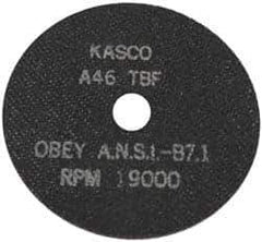 Made in USA - 3" 46 Grit Aluminum Oxide Cutoff Wheel - 1/16" Thick, 1/4" Arbor, 25,000 Max RPM, Use with Die Grinders - Eagle Tool & Supply