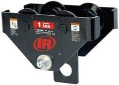 Ingersoll-Rand - 10 Ton Capacity Plain Adjustable Trolley - 7" to 13" Flange Width, 5.9" Wheel Diam, 10" to 24" I-Beam, 83" Min Radius - Eagle Tool & Supply