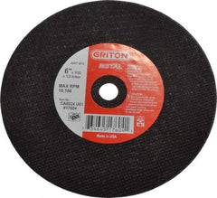 Made in USA - 6" 60 Grit Aluminum Oxide Cutoff Wheel - 1/32" Thick, 1/2" Arbor, 10,186 Max RPM, Use with Circular Saws - Eagle Tool & Supply