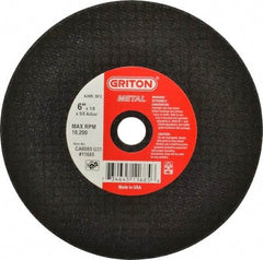 Made in USA - 6" 36 Grit Aluminum Oxide Cutoff Wheel - 1/8" Thick, 5/8" Arbor, 10,186 Max RPM, Use with Circular Saws - Eagle Tool & Supply