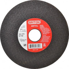 Value Collection - 7" 60 Grit Aluminum Oxide Cutoff Wheel - 1/32" Thick, 1-1/4" Arbor, 8,732 Max RPM, Use with Stationary Tools - Eagle Tool & Supply