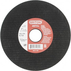 Value Collection - 7" 46 Grit Aluminum Oxide Cutoff Wheel - 1/16" Thick, 1-1/4" Arbor, 8,732 Max RPM, Use with Stationary Tools - Eagle Tool & Supply