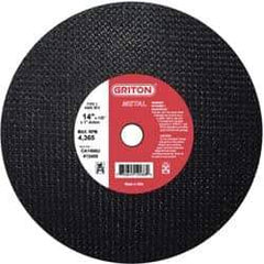 Made in USA - 14" 36 Grit Aluminum Oxide Cutoff Wheel - 1/8" Thick, 1" Arbor, 4,365 Max RPM, Use with Stationary Tools - Eagle Tool & Supply