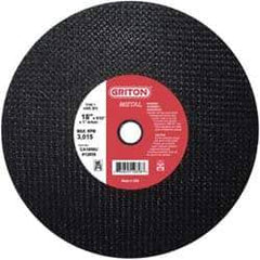 Value Collection - 18" 36 Grit Aluminum Oxide Cutoff Wheel - 5/32" Thick, 1" Arbor, 3,013 Max RPM, Use with Stationary Tools - Eagle Tool & Supply