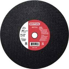 Made in USA - 20" 36 Grit Aluminum Oxide Cutoff Wheel - 5/32" Thick, 1" Arbor, 2,710 Max RPM, Use with Stationary Tools - Eagle Tool & Supply