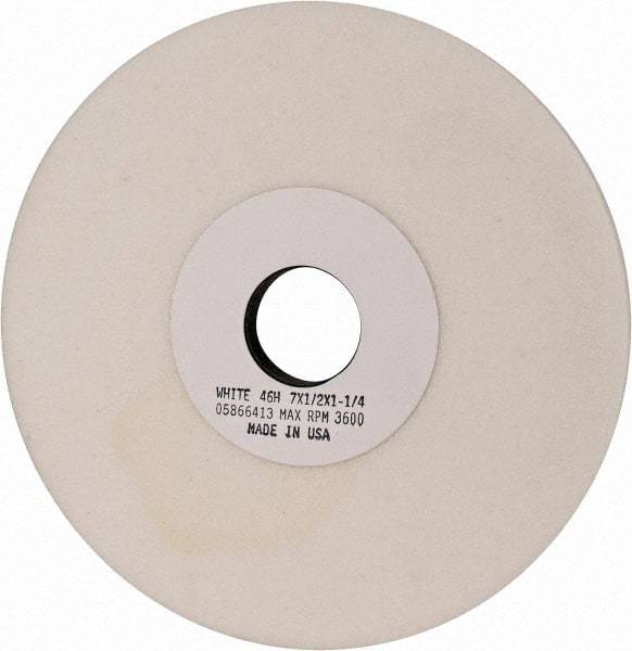 Grier Abrasives - 7" Diam x 1-1/4" Hole x 1/2" Thick, H Hardness, 46 Grit Surface Grinding Wheel - Aluminum Oxide, Type 1, Coarse Grade, 3,600 Max RPM, Vitrified Bond, No Recess - Eagle Tool & Supply