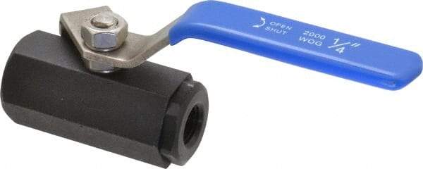 Midwest Control - 1/4" Pipe, Carbon Steel Standard Ball Valve - 1 Piece, Inline - One Way Flow, FNPT x FNPT Ends, Lever Handle, 1,000 WOG - Eagle Tool & Supply