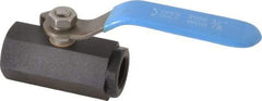 Midwest Control - 3/8" Pipe, Carbon Steel Standard Ball Valve - 1 Piece, Inline - One Way Flow, FNPT x FNPT Ends, Lever Handle, 1,000 WOG - Eagle Tool & Supply