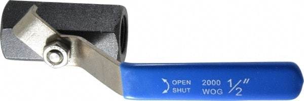 Midwest Control - 1/2" Pipe, Carbon Steel Standard Ball Valve - 1 Piece, Inline - One Way Flow, FNPT x FNPT Ends, Lever Handle, 1,000 WOG - Eagle Tool & Supply