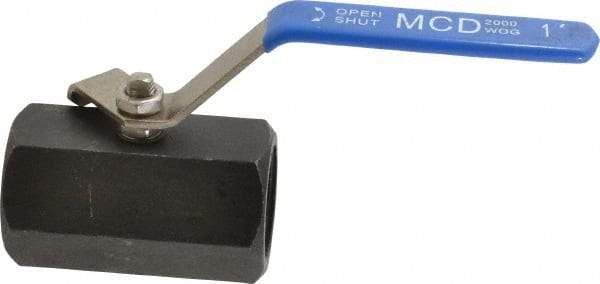 Midwest Control - 1" Pipe, Carbon Steel Standard Ball Valve - 1 Piece, Inline - One Way Flow, FNPT x FNPT Ends, Lever Handle, 1,000 WOG - Eagle Tool & Supply