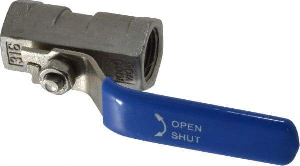 Midwest Control - 3/8" Pipe, Standard Port, Stainless Steel Standard Ball Valve - 1 Piece, Inline - One Way Flow, FNPT x FNPT Ends, Lever Handle, 1,000 WOG - Eagle Tool & Supply