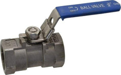 Value Collection - 3/4" Pipe, Standard Port, Stainless Steel Standard Ball Valve - 1 Piece, Inline - One Way Flow, FNPT x FNPT Ends, Lever Handle, 400 WOG - Eagle Tool & Supply