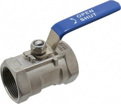 Midwest Control - 1-1/4" Pipe, Standard Port, Stainless Steel Standard Ball Valve - 1 Piece, Inline - One Way Flow, FNPT x FNPT Ends, Lever Handle, 1,000 WOG - Eagle Tool & Supply