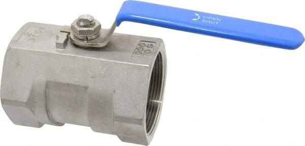 Midwest Control - 2" Pipe, Standard Port, Stainless Steel Standard Ball Valve - 1 Piece, Inline - One Way Flow, FNPT x FNPT Ends, Lever Handle, 1,000 WOG - Eagle Tool & Supply
