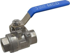 Midwest Control - 1/2" Pipe, Stainless Steel Standard Ball Valve - 2 Piece, Inline - One Way Flow, FNPT x FNPT Ends, Lever Handle, 1,000 WOG, 150 WSP - Eagle Tool & Supply