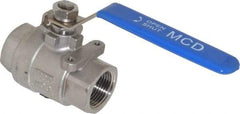 Midwest Control - 1" Pipe, Stainless Steel Standard Ball Valve - 2 Piece, Inline - One Way Flow, FNPT x FNPT Ends, Lever Handle, 1,000 WOG, 150 WSP - Eagle Tool & Supply
