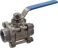 Midwest Control - 3/4" Pipe, Full Port, Stainless Steel Standard Ball Valve - 3 Piece, Inline - One Way Flow, FNPT x FNPT Ends, Lever Handle - Eagle Tool & Supply