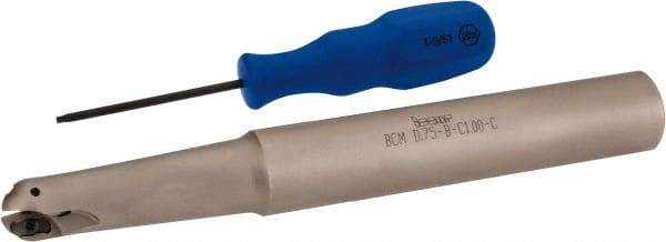 Iscar - 3/4" Cut Diam, 0.61" Max Depth of Cut, 1" Shank Diam, 8" OAL, Indexable Ball Nose End Mill - 3" Head Length, Straight Shank, BCM Toolholder, BCR D.75 Insert - Eagle Tool & Supply
