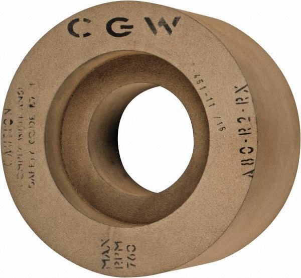Camel Grinding Wheels - 6" Wide x 12" Diam, Type 7 Feed Regulating Wheel - 5" Hole Size, 80 Grit, Hardness R, 7-1/2" Diam x 1-1/2" Deep Recess, 7-1/2" Diam x 1-1/2" Deep Opposite Side Recess - Eagle Tool & Supply