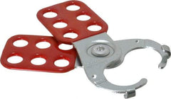 American Lock - Single Jaw, 1" Jaw Diam, 6 PadLocks, Steel Lockout Hasp - Scissor Action, 4-1/2" Long, Red - Eagle Tool & Supply