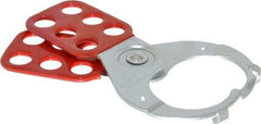 American Lock - Single Jaw, 1-1/2" Jaw Diam, 6 PadLocks, Steel Lockout Hasp - Scissor Action, 5" Long, Red - Eagle Tool & Supply