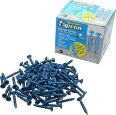 Made in USA - 3/16" Diam, 1-1/4" OAL, Phillips Drive, Concrete Screw & Masonry Fastener - Steel, Blue Climaseal Finish, Includes Drill Bit - Eagle Tool & Supply