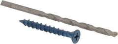 Made in USA - 3/16" Diam, 1-3/4" OAL, Phillips Drive, Concrete Screw & Masonry Fastener - Steel, Blue Climaseal Finish, Includes Drill Bit - Eagle Tool & Supply