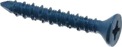 Made in USA - 1/4" Diam, 1-3/4" OAL, Phillips Drive, Concrete Screw & Masonry Fastener - Steel, Blue Climaseal Finish, Includes Drill Bit - Eagle Tool & Supply