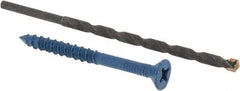 Made in USA - 1/4" Diam, 2-3/4" OAL, Phillips Drive, Concrete Screw & Masonry Fastener - Steel, Blue Climaseal Finish, Includes Drill Bit - Eagle Tool & Supply