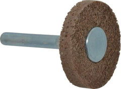 Superior Abrasives - 1-1/2" Diam, 1/4" Face Width, 1/4" Center Hole, Medium Grade, Aluminum Oxide Deburring Wheel - Unitized, Medium Density 6 Grade - Eagle Tool & Supply