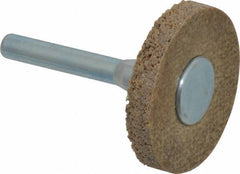 Superior Abrasives - 1-1/2" Diam, 1/4" Face Width, 1/4" Center Hole, Coarse Grade, Aluminum Oxide Deburring Wheel - Unitized, Hard Density 8 Grade - Eagle Tool & Supply