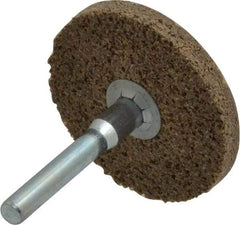 Superior Abrasives - 2" Diam, 1/4" Face Width, 1/4" Center Hole, Coarse Grade, Aluminum Oxide Deburring Wheel - Unitized, Hard Density 8 Grade - Eagle Tool & Supply