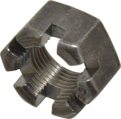 Value Collection - 3/4-16 UNF Grade 2 Steel Slotted Locknut - 1-1/8" Width Across Flats, 41/64" High, Uncoated - Eagle Tool & Supply