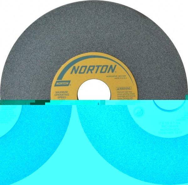 Norton - 7" Diam x 1-1/4" Hole x 1/2" Thick, I Hardness, 100 Grit Surface Grinding Wheel - Silicon Carbide, Type 1, Fine Grade, 3,600 Max RPM, Vitrified Bond, No Recess - Eagle Tool & Supply