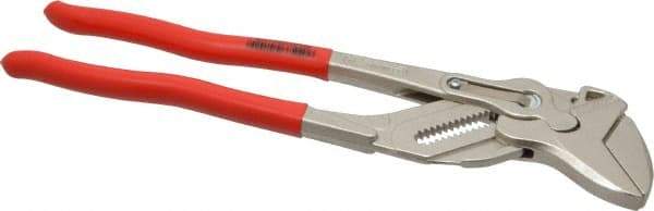 Knipex - 12" OAL, 2-3/8" Max Capacity, 13 Position Pipe Wrench Tongue & Groove Pliers - Smooth Smooth Jaws, Standard Head - Eagle Tool & Supply