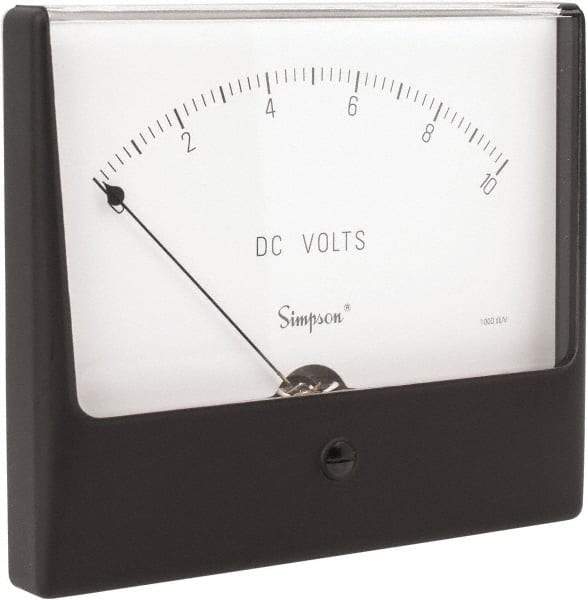 Simpson Electric - Analog, DC Voltmeter, Panel Meter - 60 Hz, 1000 Ohms at 60 Hz, 10 VDC - Eagle Tool & Supply