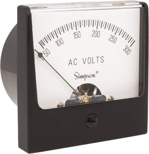 Simpson Electric - Analog, AC Voltmeter, Panel Meter - 60 Hz, 50000 Ohms at 60 Hz, 300 VAC - Eagle Tool & Supply