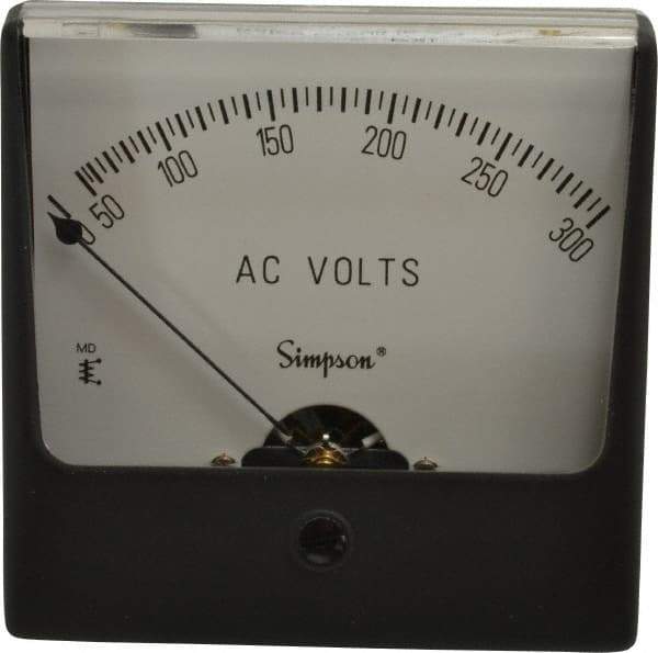 Simpson Electric - Analog, AC Voltmeter, Panel Meter - 60 Hz, 50000 Ohms at 60 Hz, 300 VAC - Eagle Tool & Supply