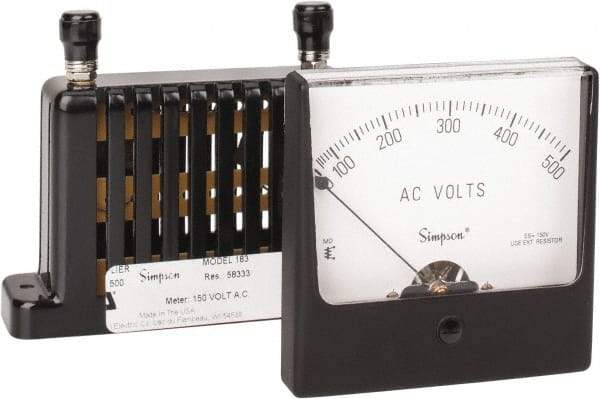 Simpson Electric - Analog, AC Voltmeter, Panel Meter - 60 Hz, 83333 Ohms at 60 Hz, 500 VAC - Eagle Tool & Supply