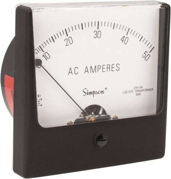 Simpson Electric - Analog, AC Ammeter, Panel Meter - 60 Hz, 0.008 Ohms at 60 Hz - Eagle Tool & Supply