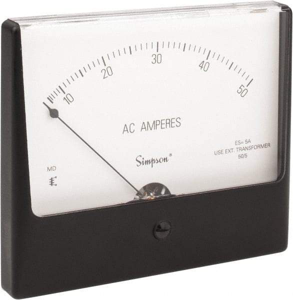 Simpson Electric - Analog, AC Ammeter, Panel Meter - 60 Hz, 0.008 Ohms at 60 Hz - Eagle Tool & Supply