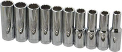 Blackhawk by Proto - 10 Piece 1/2" Drive Deep Well Socket Set - 12 Points, 10mm to 19mm Range, Metric Measurement Standard - Eagle Tool & Supply