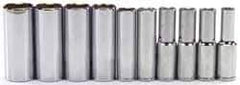 Blackhawk by Proto - 10 Piece 1/2" Drive Deep Well Socket Set - 6 Points, 10mm to 19mm Range, Metric Measurement Standard - Eagle Tool & Supply