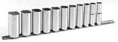 Blackhawk by Proto - 11 Piece 1/2" Drive Deep Well Socket Set - 12 Points, 1/2" to 1-1/8" Range, Inch Measurement Standard - Eagle Tool & Supply