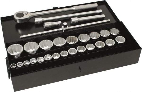Blackhawk by Proto - 28 Piece 3/4" Drive Socket Set - 12 Points, 3/4" to 1-7/16" Range, Inch Measurement Standard - Eagle Tool & Supply