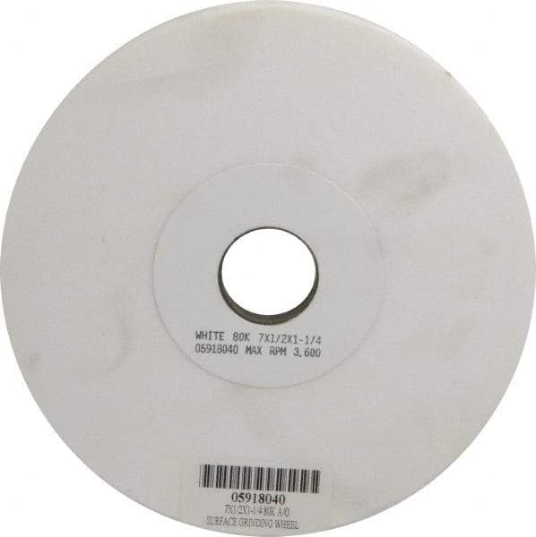 Grier Abrasives - 7" Diam x 1-1/4" Hole x 1/2" Thick, K Hardness, 80 Grit Surface Grinding Wheel - Aluminum Oxide, Type 1, Medium Grade, 3,600 Max RPM, Vitrified Bond, No Recess - Eagle Tool & Supply