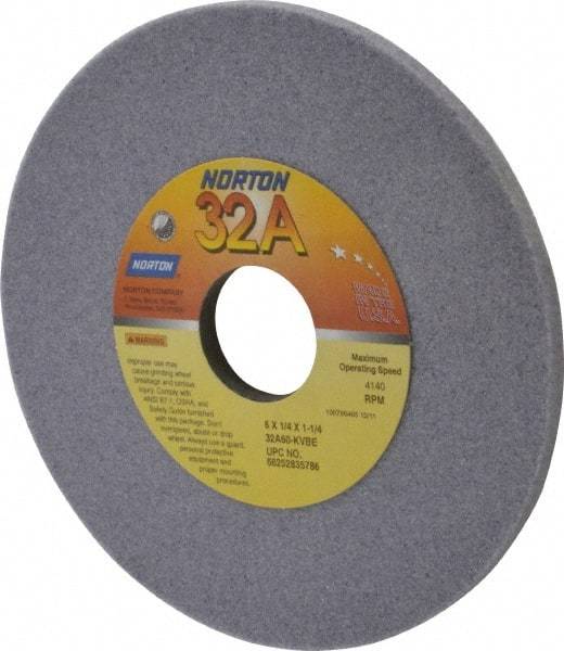 Norton - 6" Diam x 1-1/4" Hole x 1/4" Thick, K Hardness, 60 Grit Surface Grinding Wheel - Aluminum Oxide, Type 1, Medium Grade, 4,140 Max RPM, Vitrified Bond, No Recess - Eagle Tool & Supply