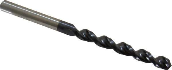 Accupro - Letter E (1/4) 130° Cobalt Jobber Drill - TiAlN Finish, Right Hand Cut, Parabolic Flute, Straight Shank, 3-31/32" OAL, Split Point - Eagle Tool & Supply