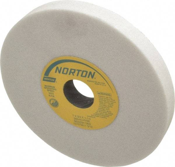 Norton - 7" Diam x 1-1/4" Hole x 3/4" Thick, H Hardness, 46 Grit Surface Grinding Wheel - Aluminum Oxide, Type 1, Coarse Grade, 3,600 Max RPM, Vitrified Bond, No Recess - Eagle Tool & Supply